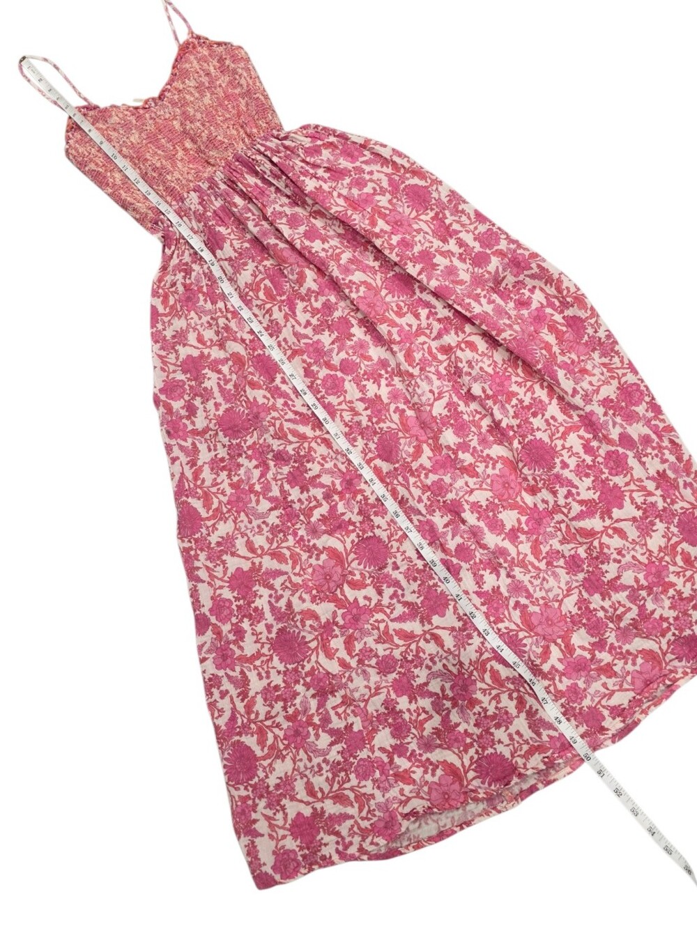 Free People Sweet Nothings Midi Dress Pink Floral Smocked Boho XS - Picture 5 of 13